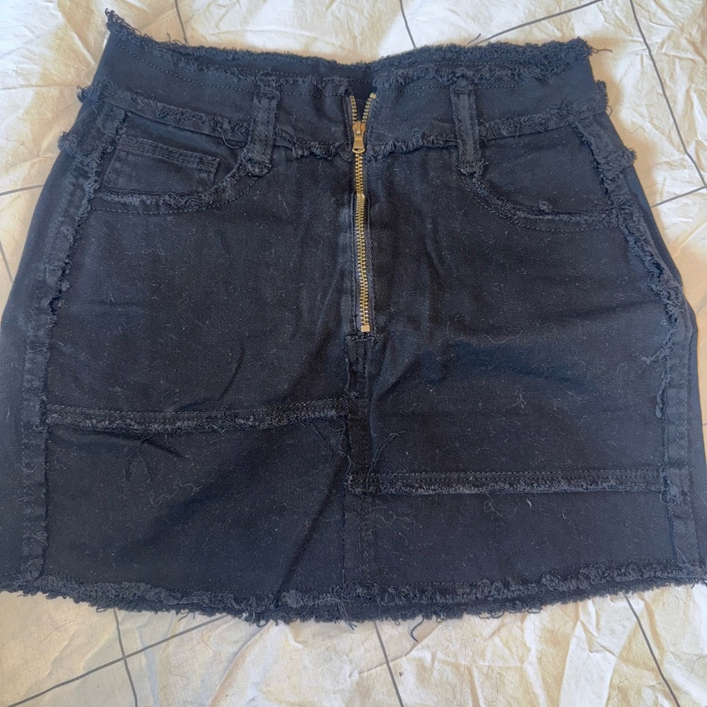 Black Denim Mini Skirt